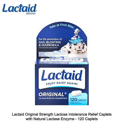 Lactaid Original Strength Lactose Intolerance Relief w/ Lactase 120