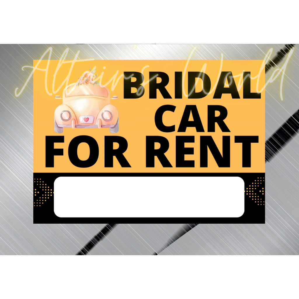 Aw Signages FOR RENT FOR HIRE Van Car L300 Bridal Car For Rent Sign ...