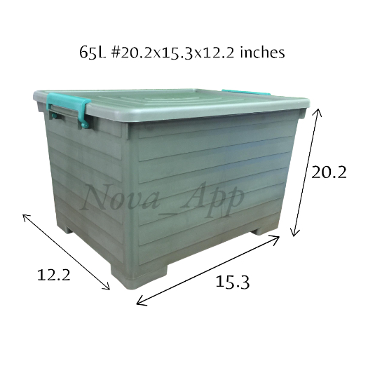 65l Heavy Duty Storage Box Green With Wheels And Handlestoragebasket