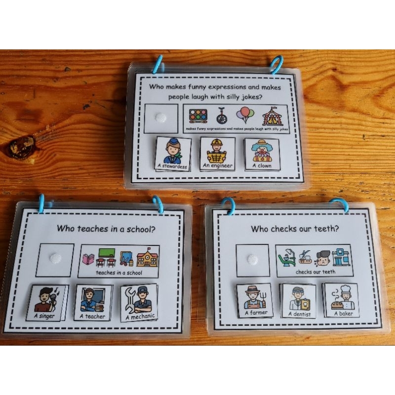 WH QUESTIONS COMMUNITY HELPER 28 PCS LAMINATED Flashcards WITH VELCRO ...