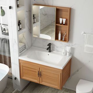 Buy WestWood Bathroom Vanity Unit Under Sink Wash Basin Cabinet Storage  Shelving Floor Standing Wooden Cupboard Grey BFR04 Online at  desertcartPhilippines