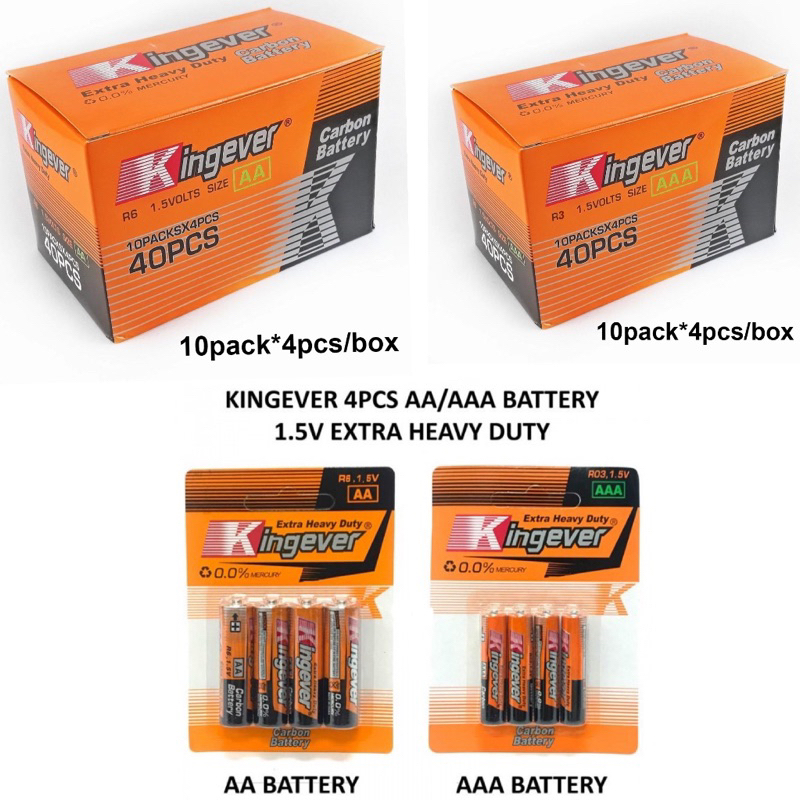 Kingever Extra Heavy Duty Batteries 40 Count AA/AAA (Box) Shopee