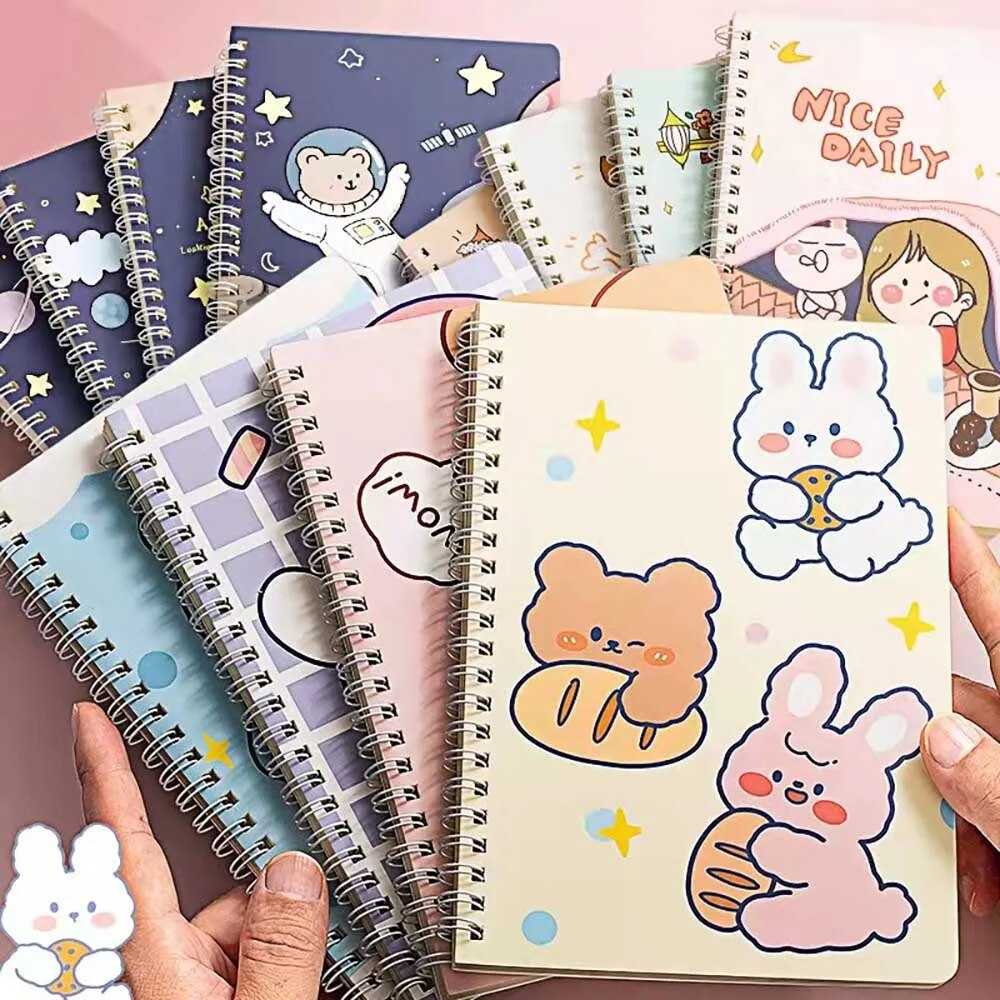 4 PCS Notebook Journal A5 Cute Lined Notepad Double Coil Portable ...