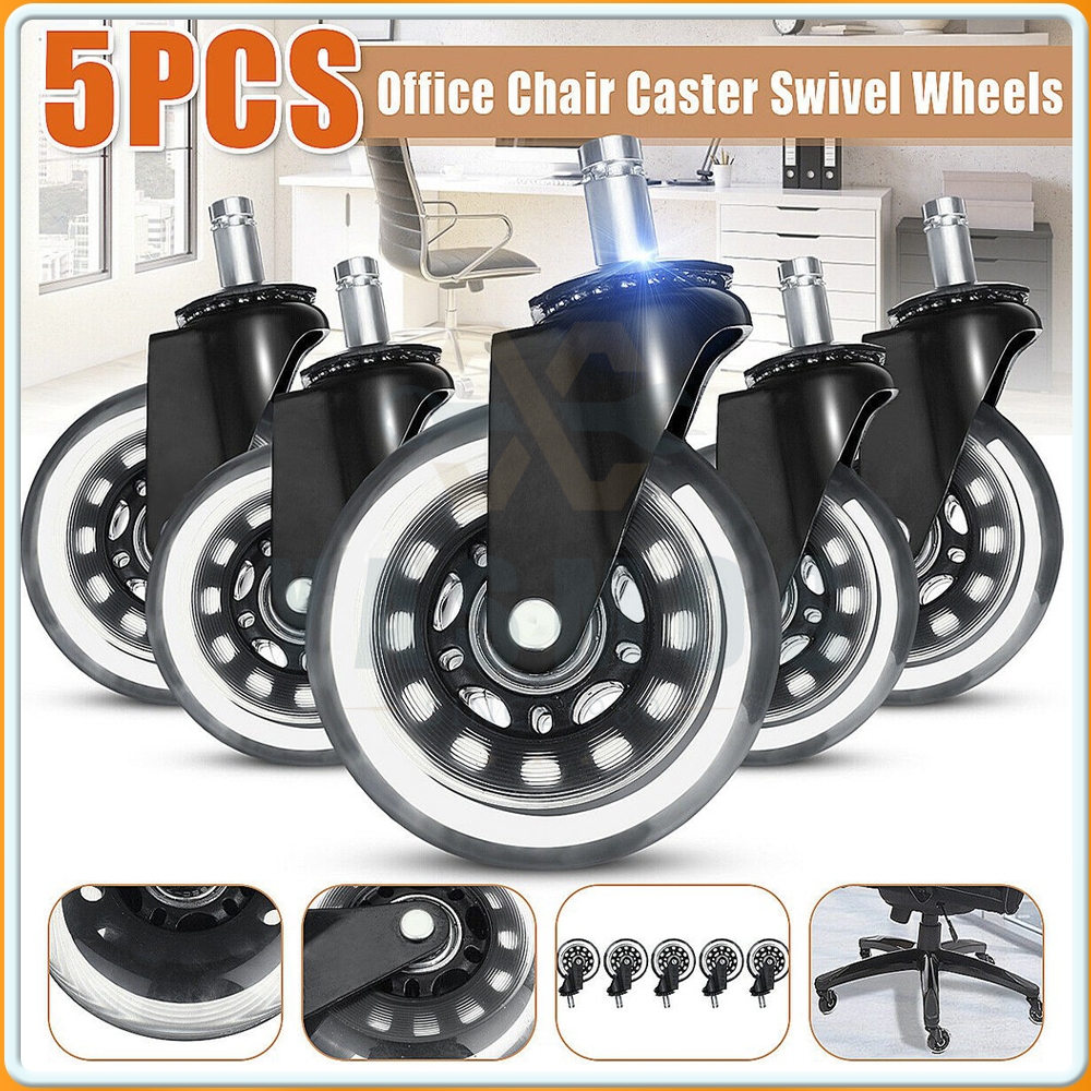 5PCS Heavy Duty Office Chair Wheels Replacement Rubber Chair casters