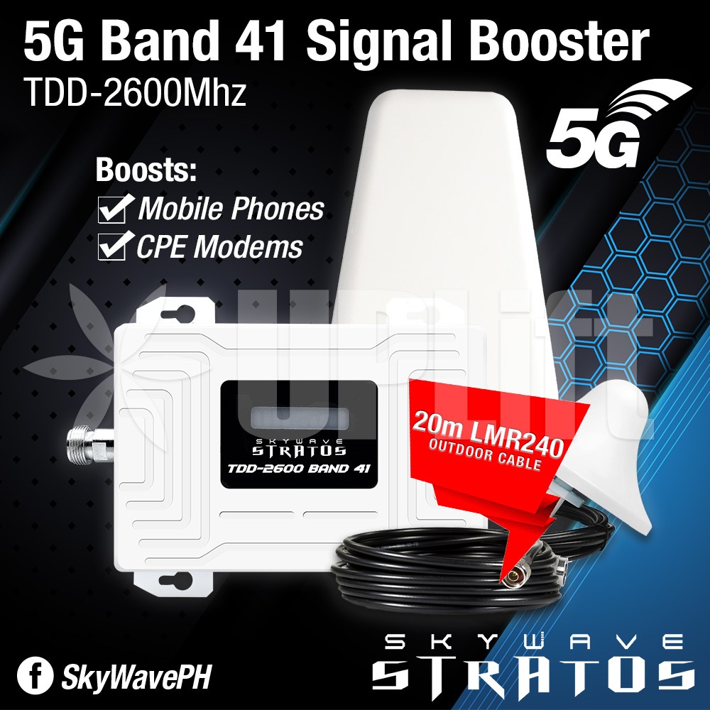 UPLift SkyWave Stratos 5G TDD2600 Band 41 Signal Enhancer True Anchor Band with LMR200 Cable