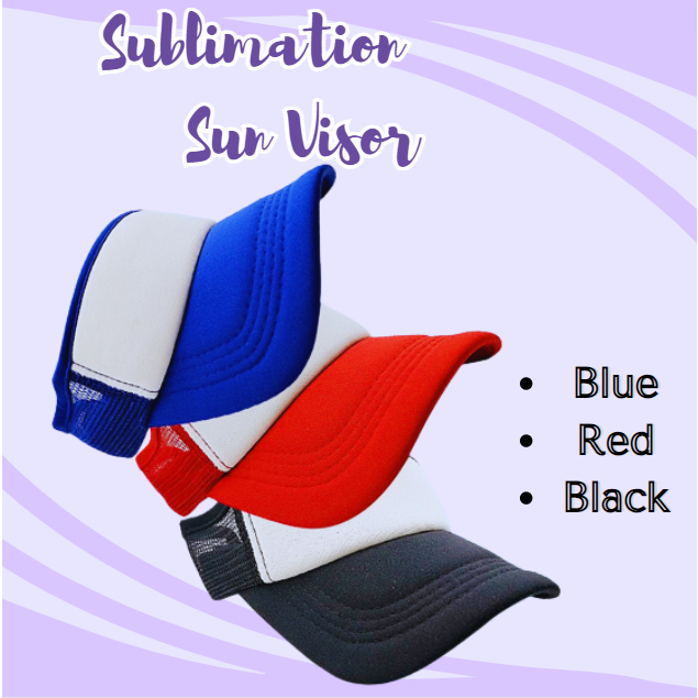 QUAFF Sublimation Sun Visor Cap // Red, Blue & Black | Shopee Philippines