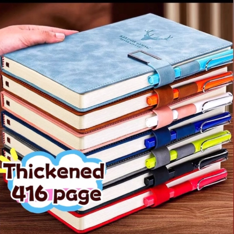 416page A5 Leather notebook paper notepad big Thick cute college ...
