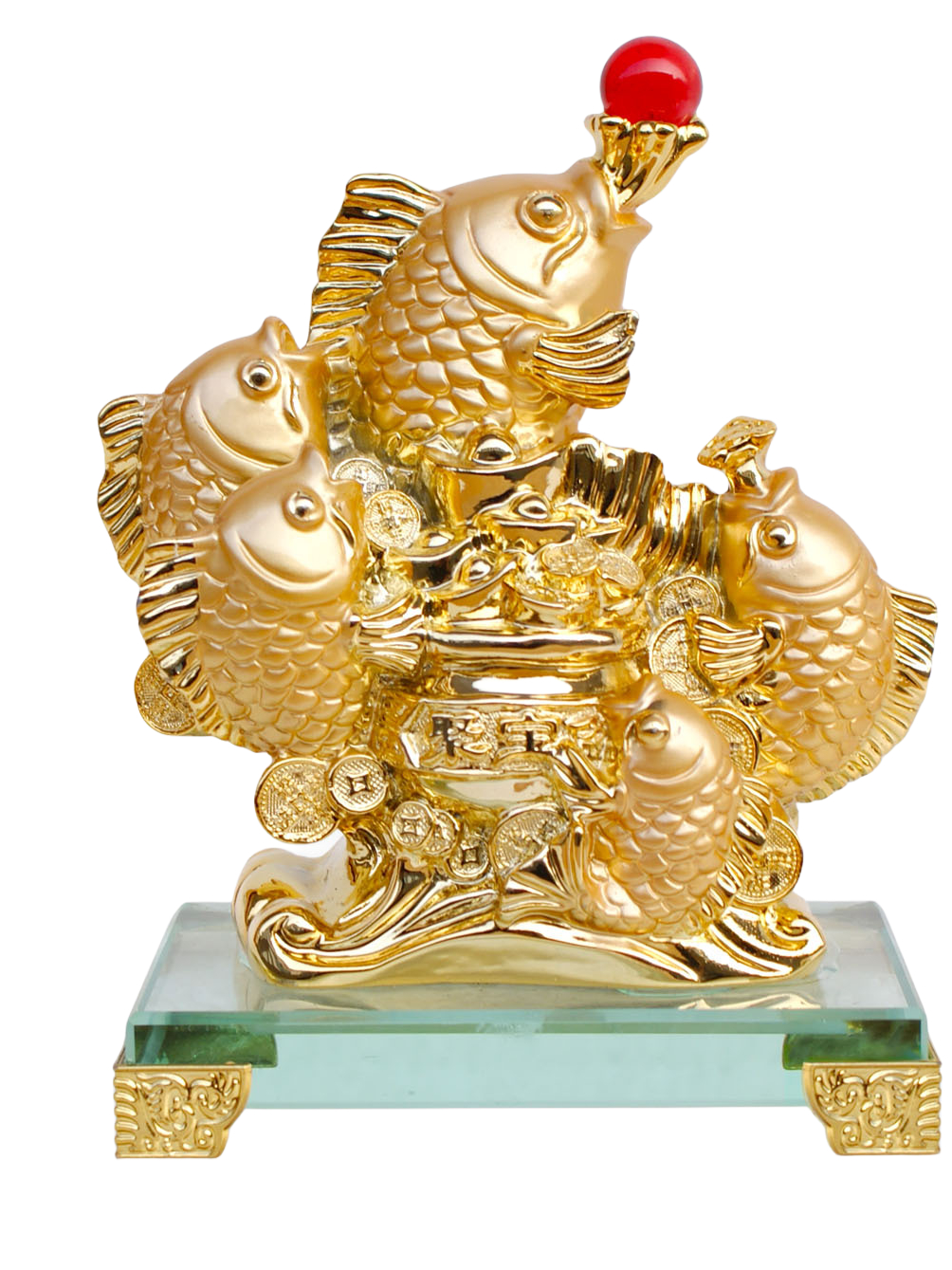 good luck money basket dragon turtle 5fish bamboo money tree buddha on ...