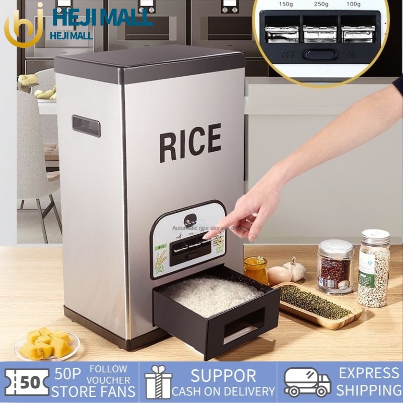 Rice Bucket Storage Stainless Home Automatic 10/20/25kg rice dispenser ...