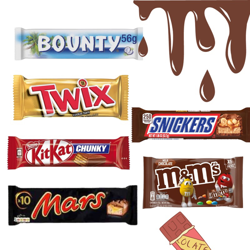 Snickers Mars Twix Kitkat Bounty And Mandm S Chocolate Per Piece Chocolates T Shopee