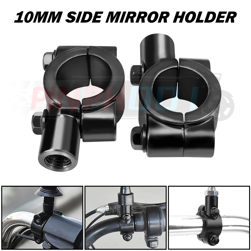 thumbnail image 2 of 10mm To 7/8" Motorcycle Handlebar Mirror Mount Adapter Clamps – Aluminum Alloy, Set Of 2 2 of 6