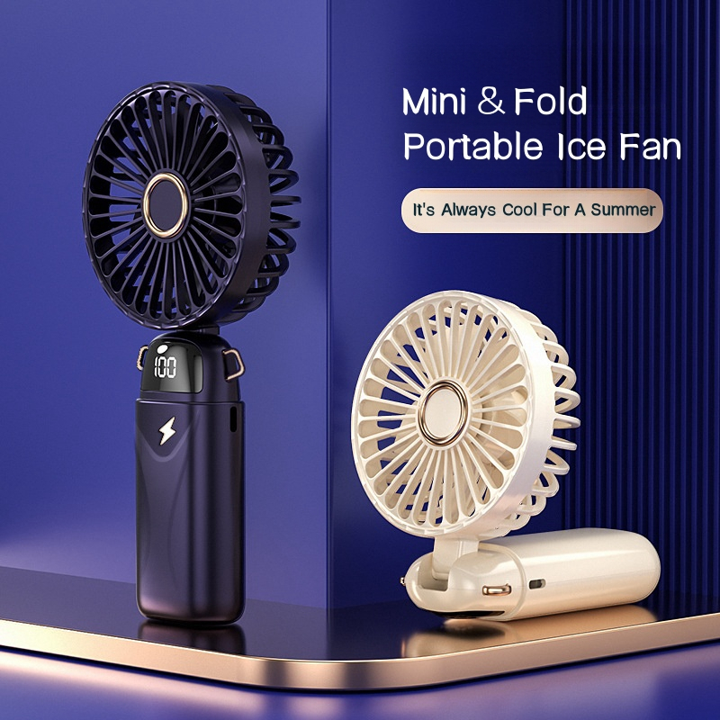 Tide Play Mini Fan Portable Rechargeable Digital-display Multi-gear ...