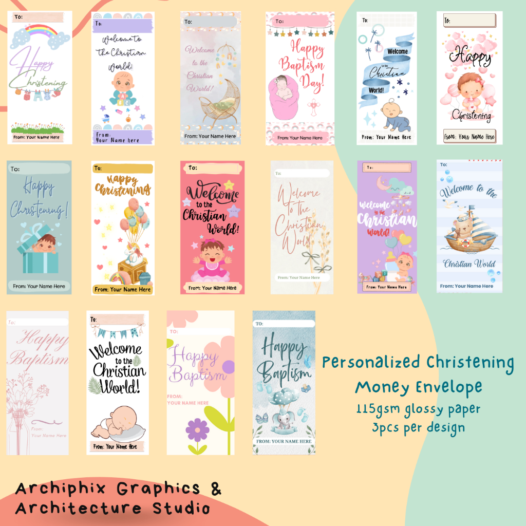 Personalized Christening Baptism Binyag Gift Money Envelope Angpao by