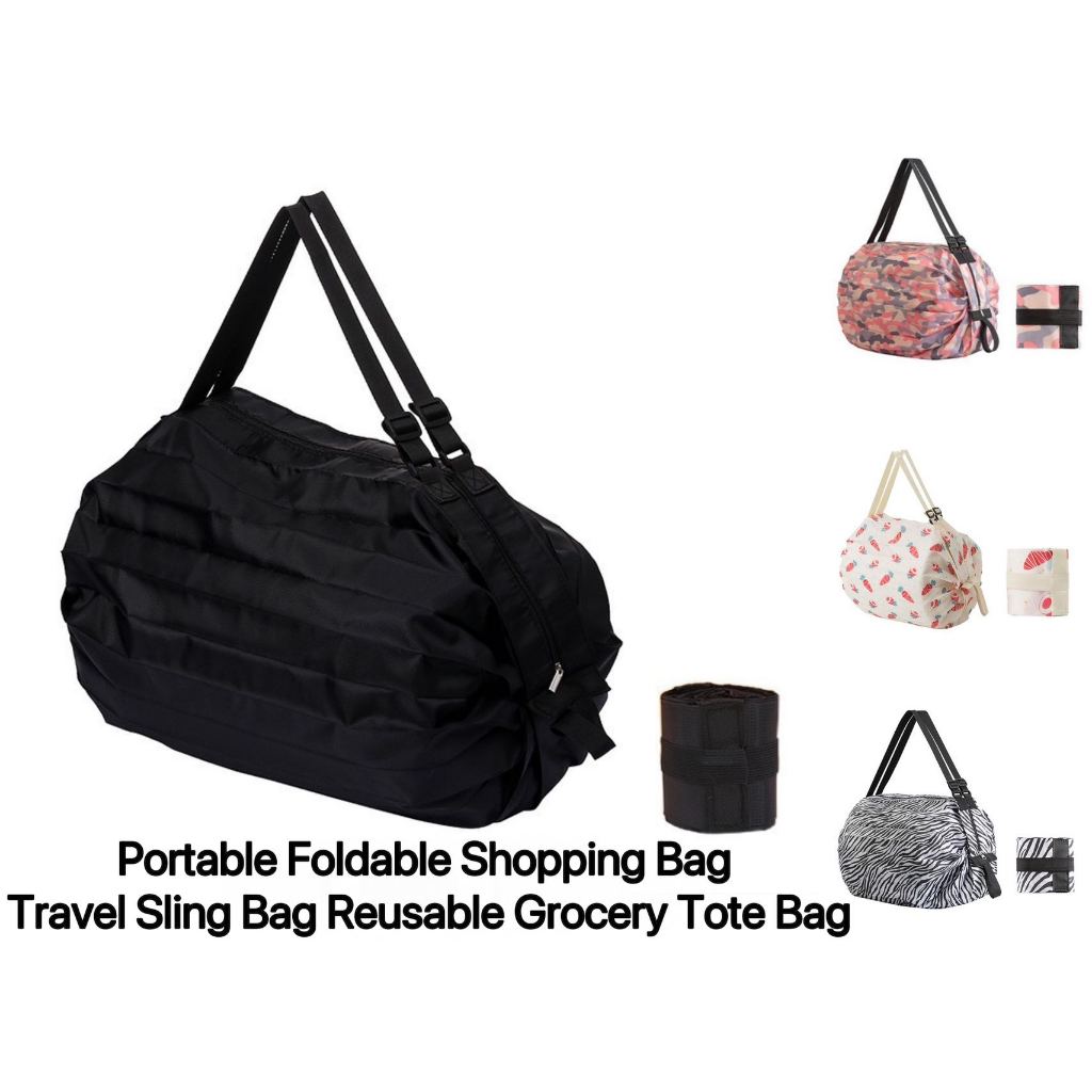 WJM Portable Large Capacity Folding Shopping Bag Travel Sling Bag