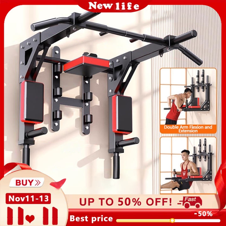 Wallmounted Pullup Bar,9 IN 1 Mandibular Bar,Fitness Dipping Rack, Wall Horizontal Bar