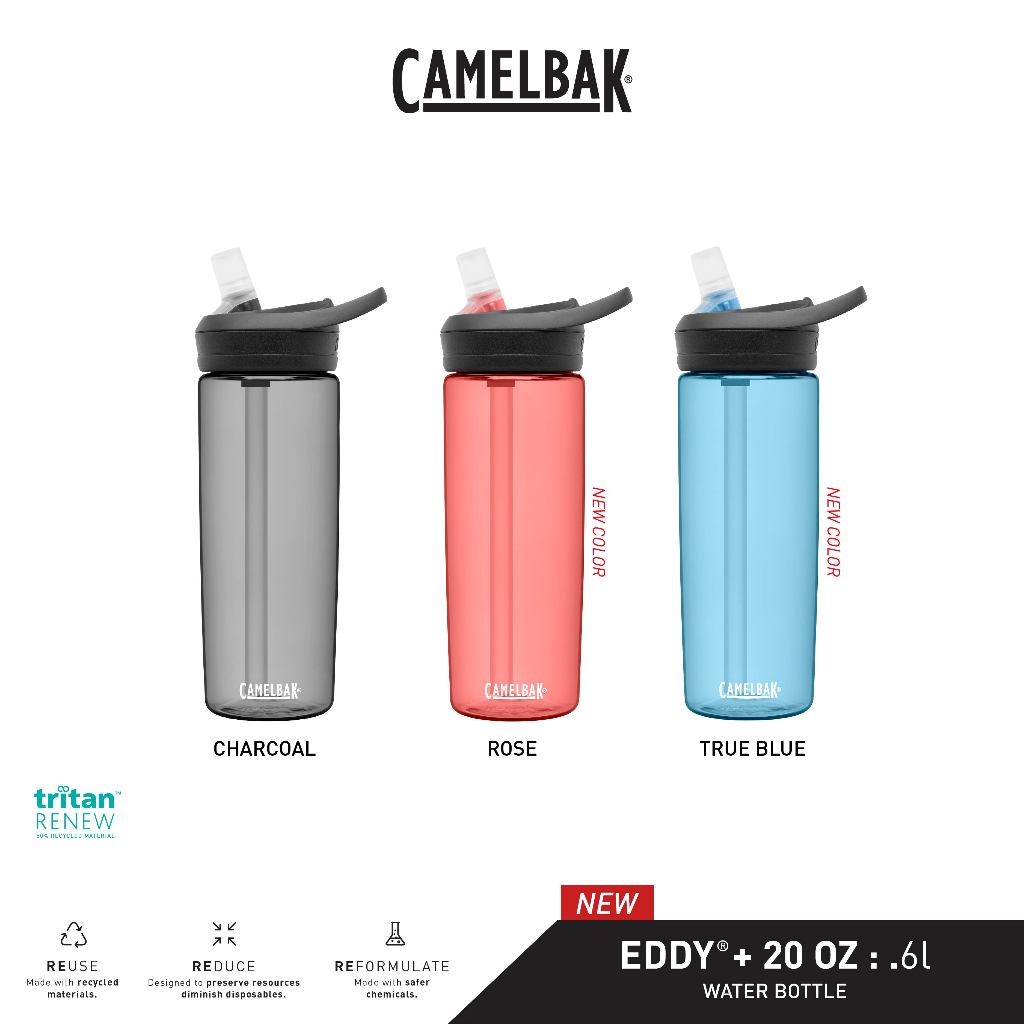 CAMELBAK Eddy+ Trinkflasche – 907 Ml, Mit Tritan Renew (50% Recycelt) | Strohhalm-Design, Auslaufsicher | In Charcoal HOD