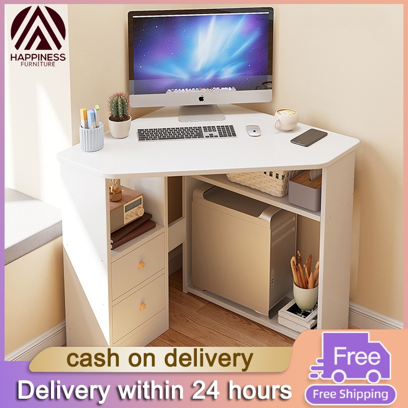 【Free Shipping】Triangle Computer Table Study Desk Corner Writing Desk Corner Desktop Computer