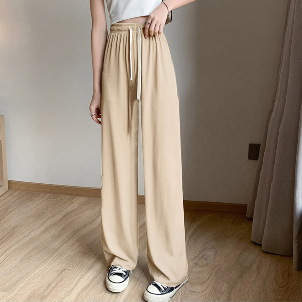 KILY.PH Wide Leg Pants Straight Plain Pant Elastic trouser Korean Style ...