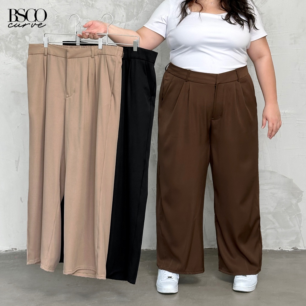 Plus Size Twill Wide-Leg Pants