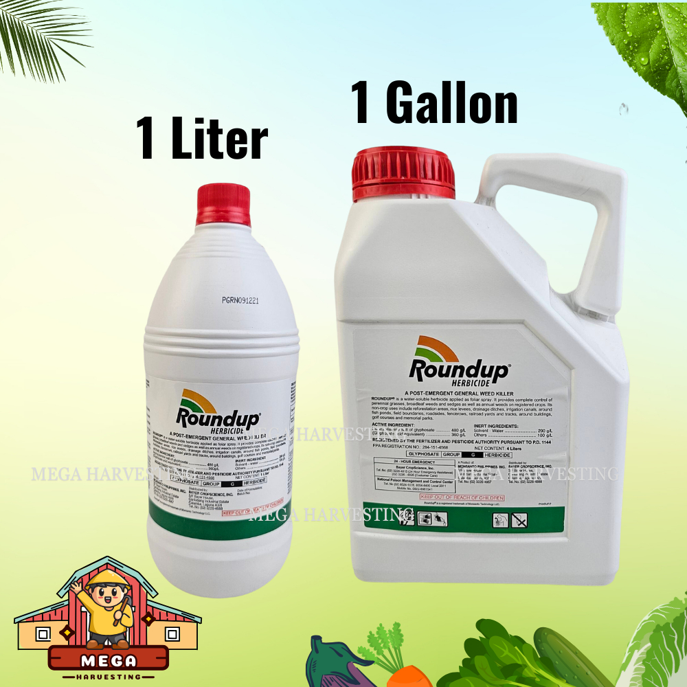ROUNDUP GLYPHOSATE HERBICIDE 1 LITER 1 GALLON ROUND UP LAWN GRASS