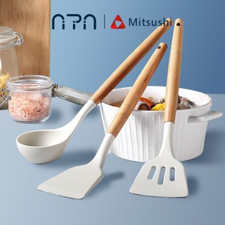 Nipiin 5PCS/SET Silicone Kitchen Utensils Non-Stick Rubber Spatula/Rice  Spoon/Soup Spoon Handle Heat Resistant Food Grade