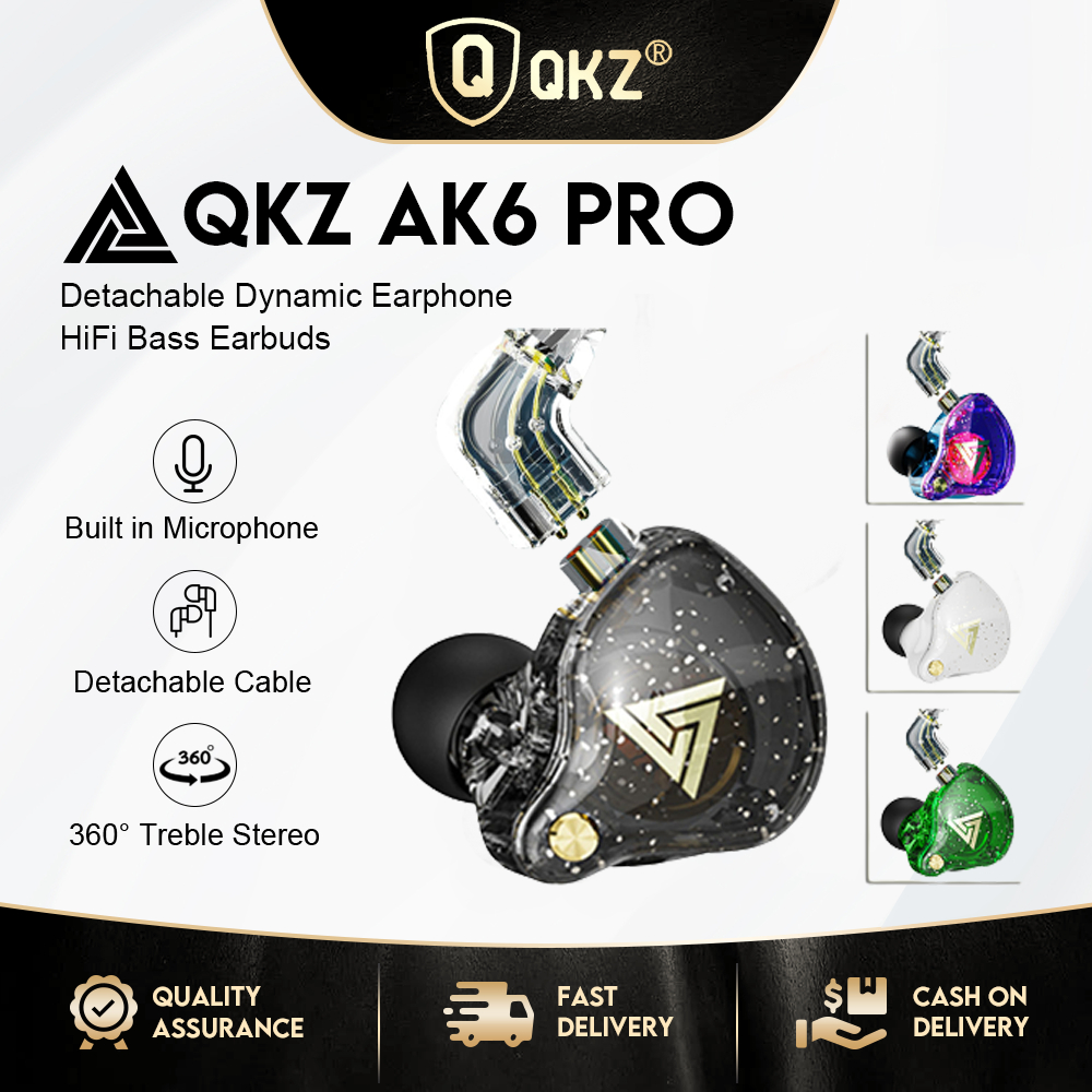 QKZ Ak6 Pro Wired Hi-Fi Bass Earbuds Monitor With Removable Earphone ...