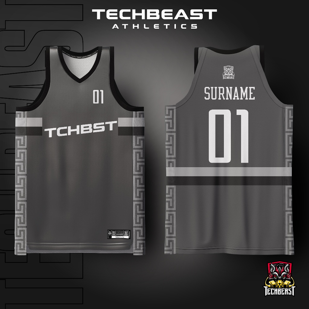 Greek Gray Full Sublimation Basketball Jersey Techbeast CUSTOM NAME NUMBER Shopee Philippines