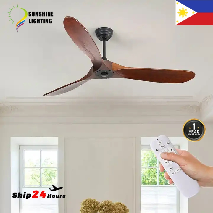 Large Size Wood DC Ceiling Fan 60 Inch Industrial Fans No Light With Remote Control Wood Fans