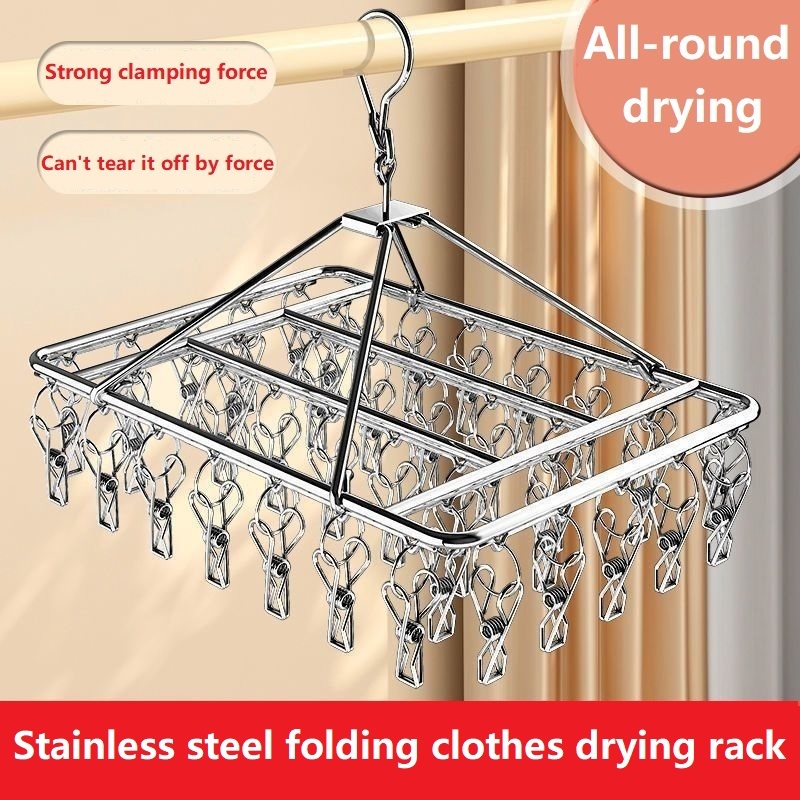 10/40/50 Clips Stainless Steel Laundry Drying Rack Windproof for Socks ...