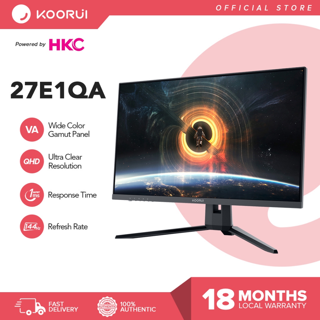 KOORUI Curved 27 Inch Gaming Monitor, Full HD 1080p R1800 165Hz VA Computer  Monitor, 100%