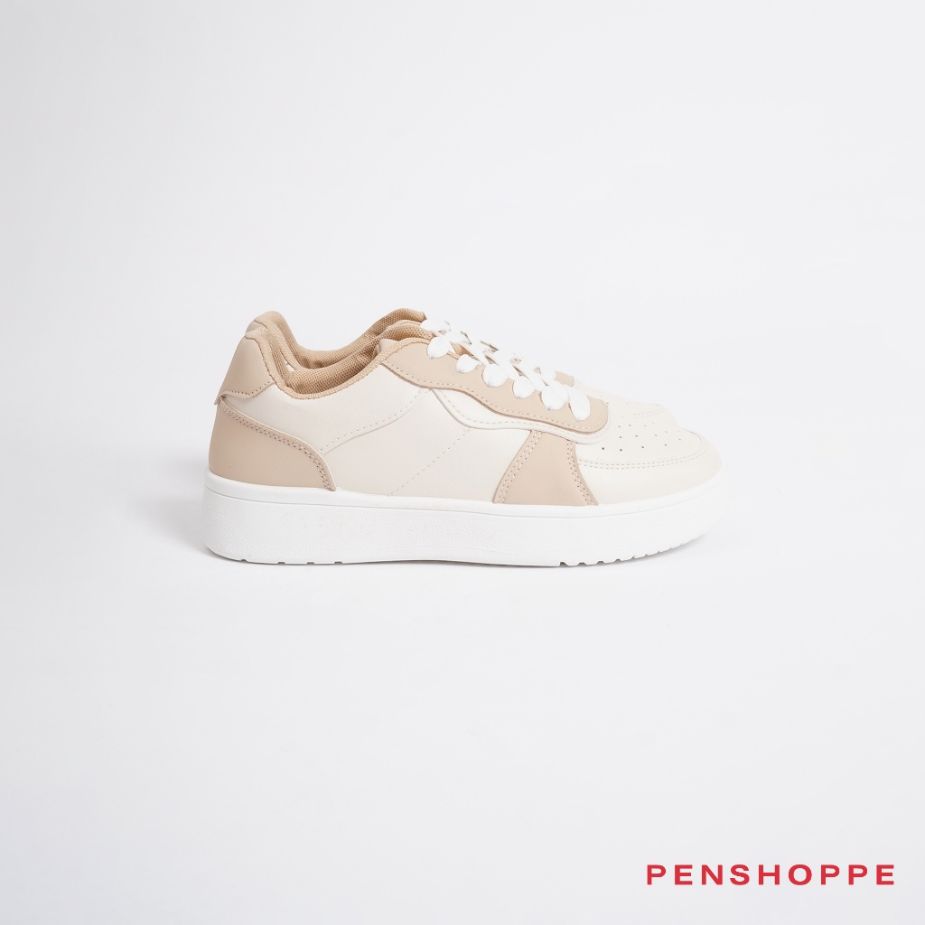 Penshoppe Cut And Sew Trainers Shoes For Women (Beige) | Shopee Philippines