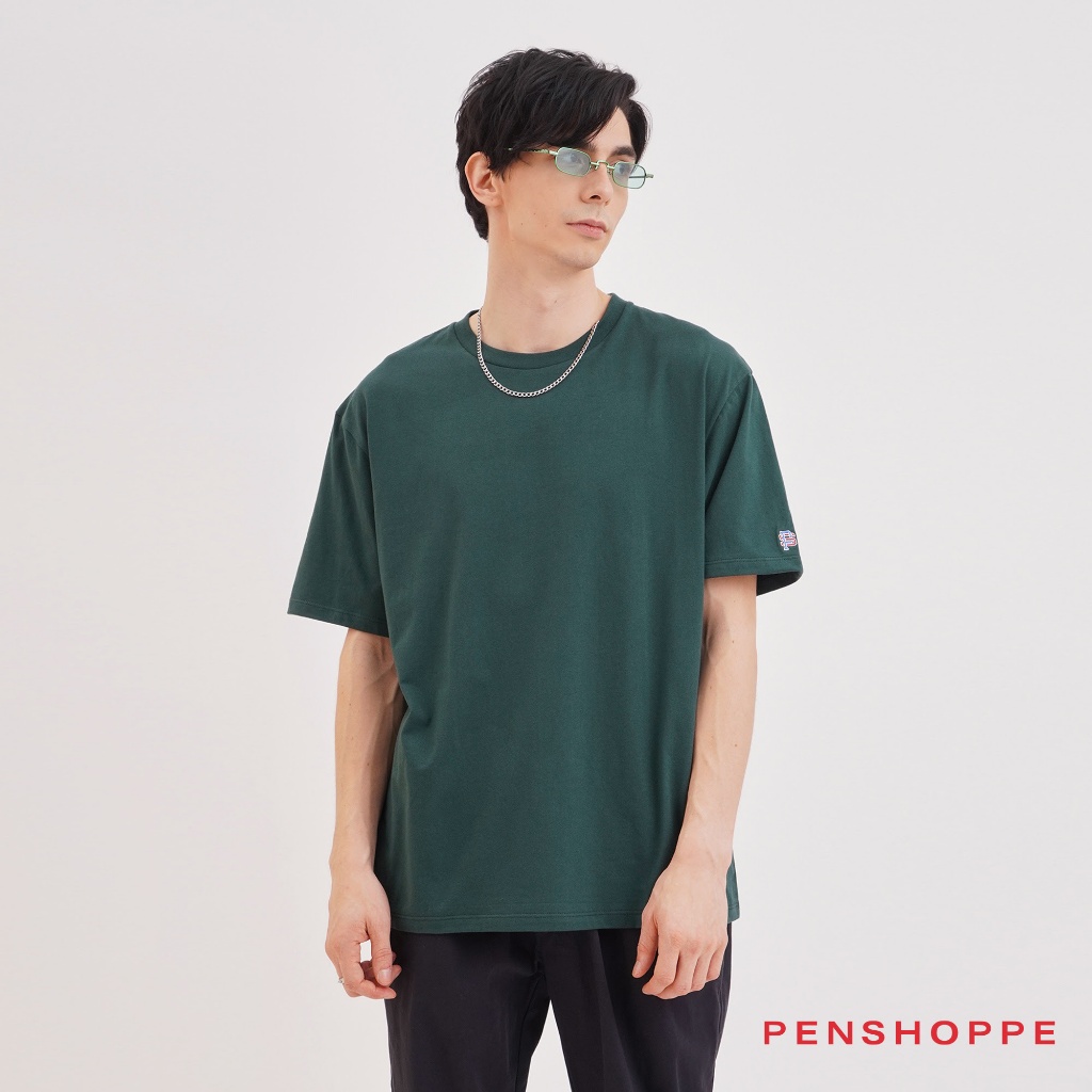 Penshoppe Modern Fit T-Shirt With Sleeve Embroidery For Men (Dark Green ...