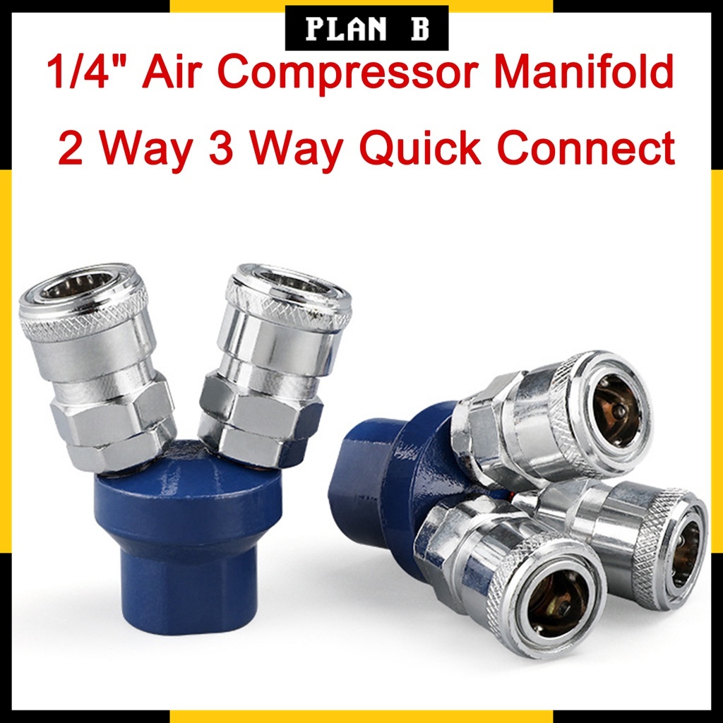 1/4" Air Compressor Quick Connector Fitting 2Way 3 Way Air Compressor