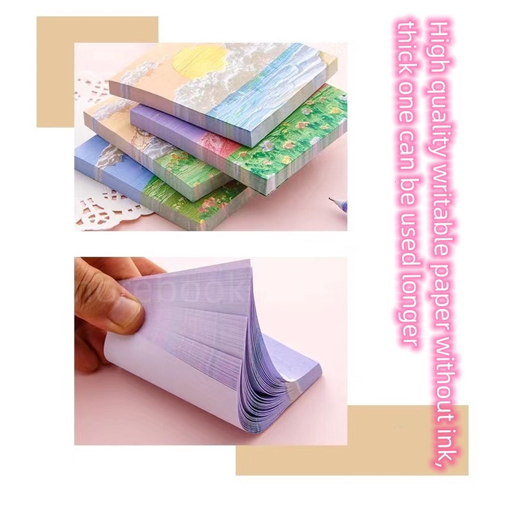 80 Pcs Oil Painting Notepad Sticky Post Memo Notes Landscape Three ...