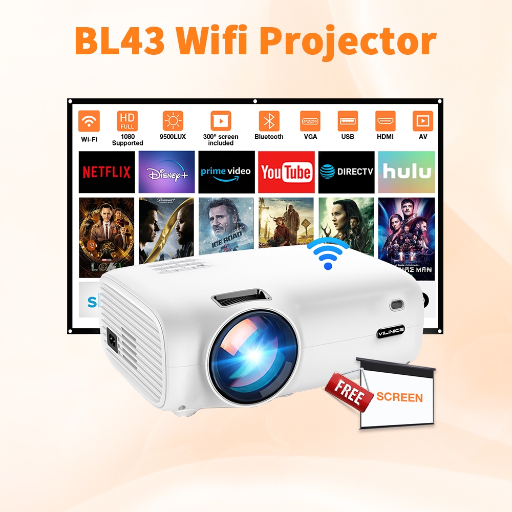 HAPPRUN BL43 WIFI Projector and Bluetooth 9500L Native 1080P Portable