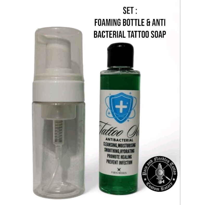 ANTIBACTERIAL TATTOO SOAP + FOAMING BOTTLE(GREEN APPLE) Shopee