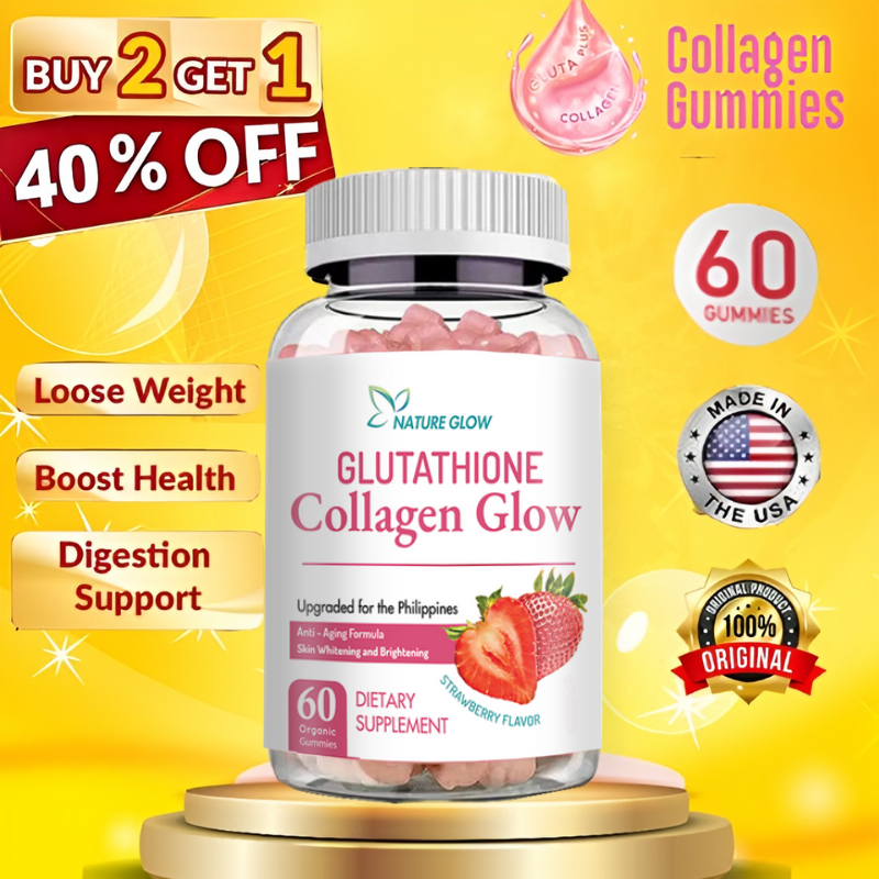 NATURE GLOW Glutathione Collagen Glow Whitening Skin Anti-Aging Gummy ...