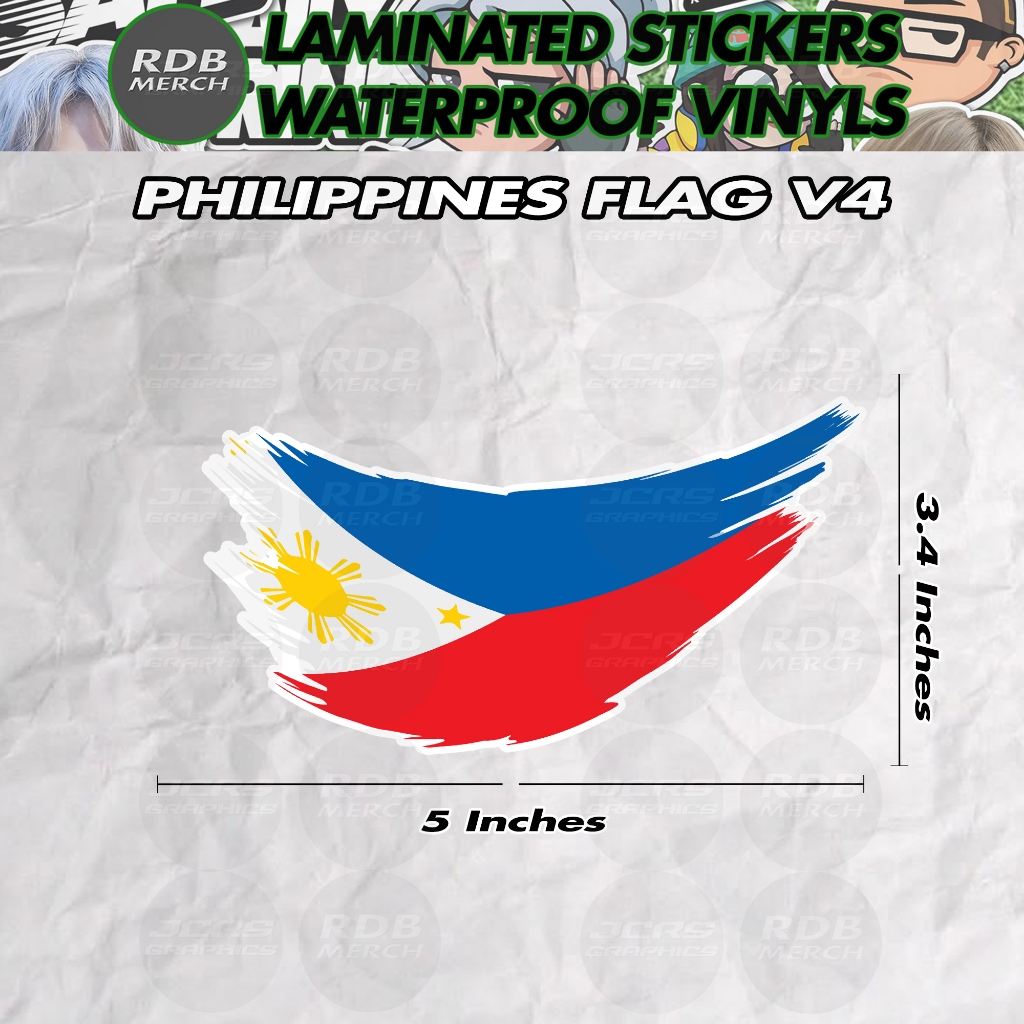 Philippines Flag Laminated Sticker - Decals for Cars Motorcycle Scooter ...