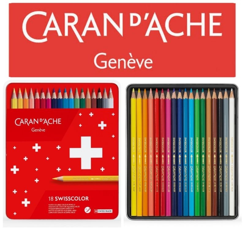 Boîte De 30 Crayons De Couleur Caran D'Ache Swisscolor | Résistants à L'Eau | Couleurs Vives