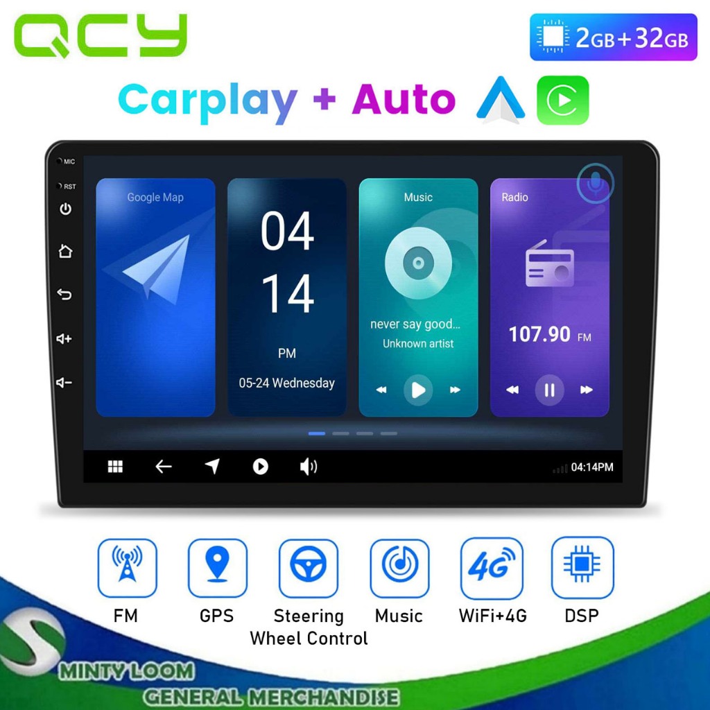 QCY A8122 2+32G Android Double Din Car Stereo with Voice Control Apple ...