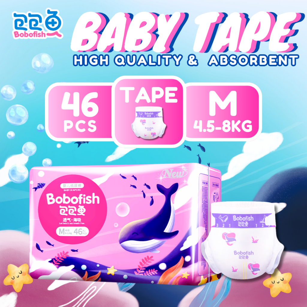 Bobofish Baby Diapers Tape Diapers Disposable Korean Diapers Unisex