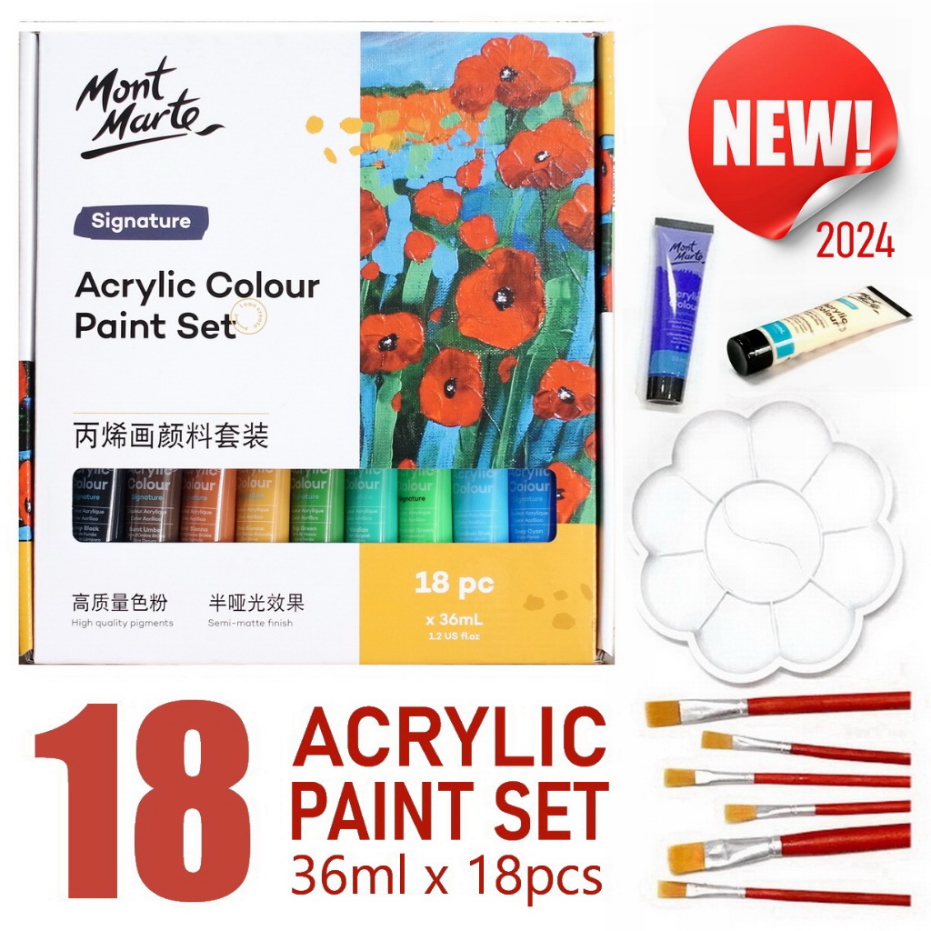 Mont Marte Signature Series ACRYLIC Paint Set 36ml Jumbo tube x 18 ...