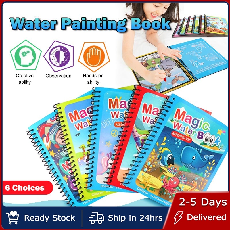 Lot De 5 Livres De Coloriage Magique à L'Eau Noël Avec 5 Stylos à Eau - Cadeaux Créatifs Réutilisables Pour Enfants