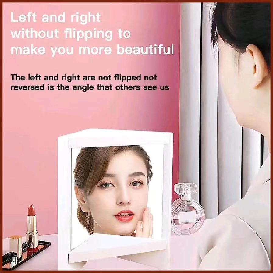 Non Reversing Mirror Square Household White Real Mirror Portable True ...