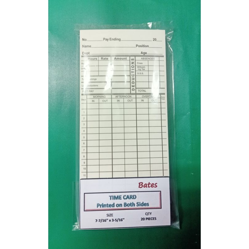 Time Card Daily Time Record 9000 (20Pieces /pk) Makapal 334gsm