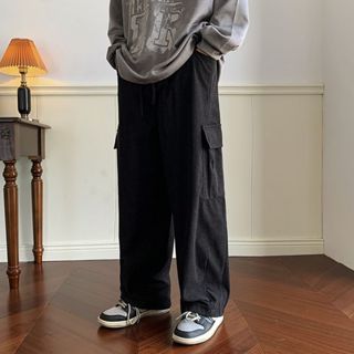 hiphop wide leg loose aesthetic pants for men oversized pants cotton korean  style black baggy pants