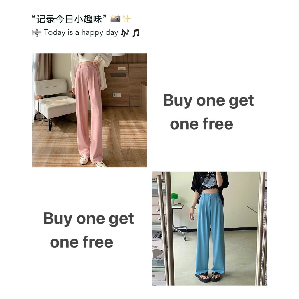 Buy 1 get 1 free korean trouser flare pants button zipper style women ...