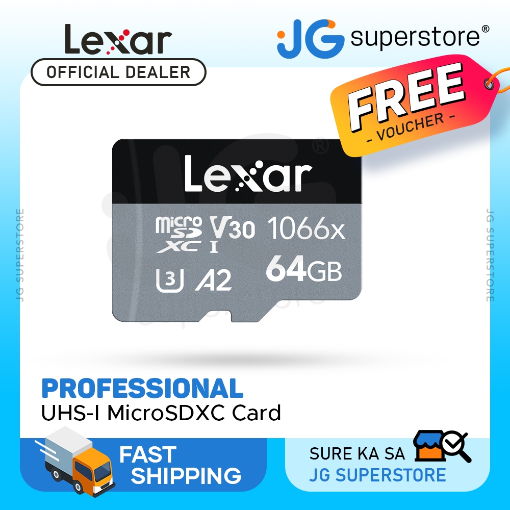 Lexar Professional 64GB 1066x UHS-I U3 V30 A2 Class 10 MicroSDXC Memory ...