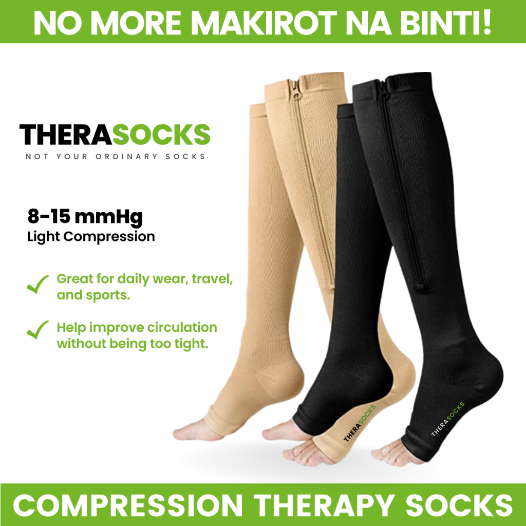 THERASOCKS Zippered Compression Socks Compression: 8-15 mmHg (1 Pair ...