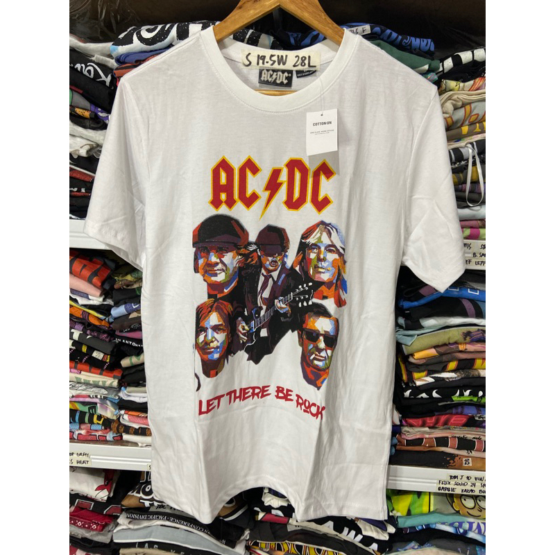 T-Shirt AC/DC Let There Be Rock Tour &rsquo;77 Ringer Beige &ndash; Merce Ufficiale, Nuova